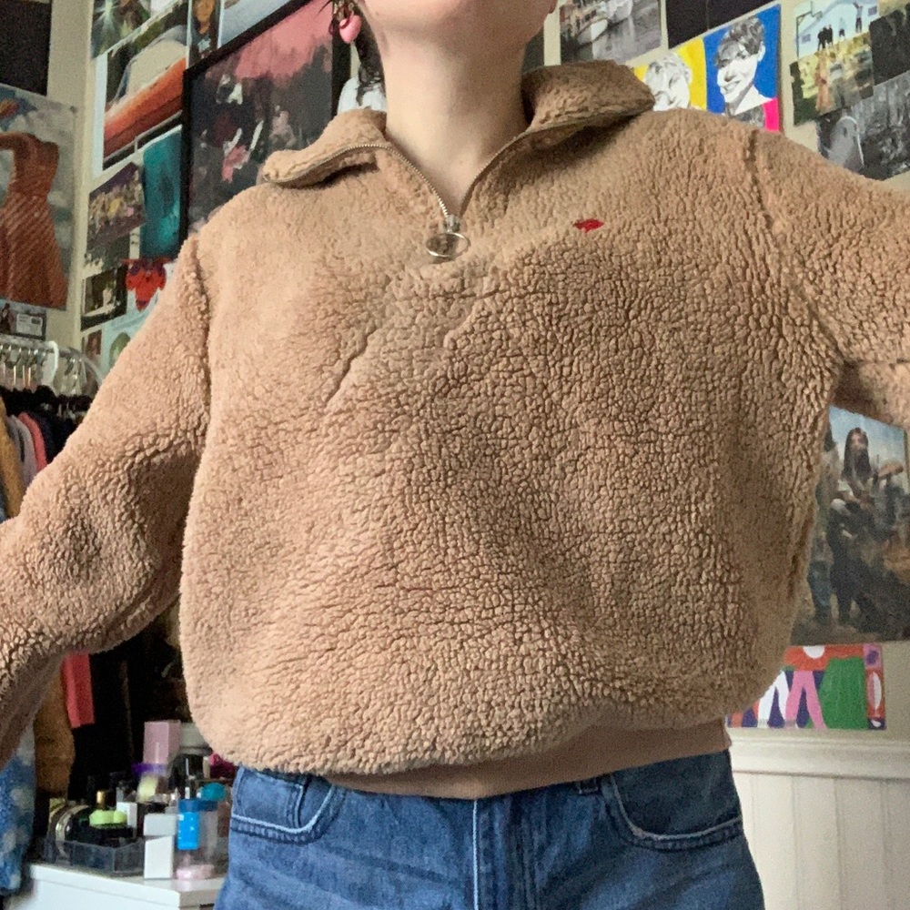 TOPSHOP half zip fleece teddy jacket